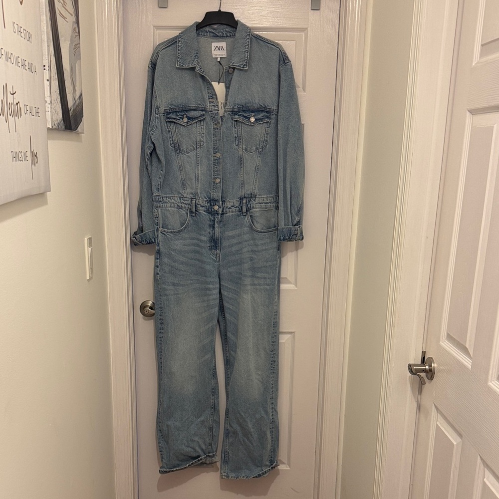 Zara Light Blue Denim Jumpsuit